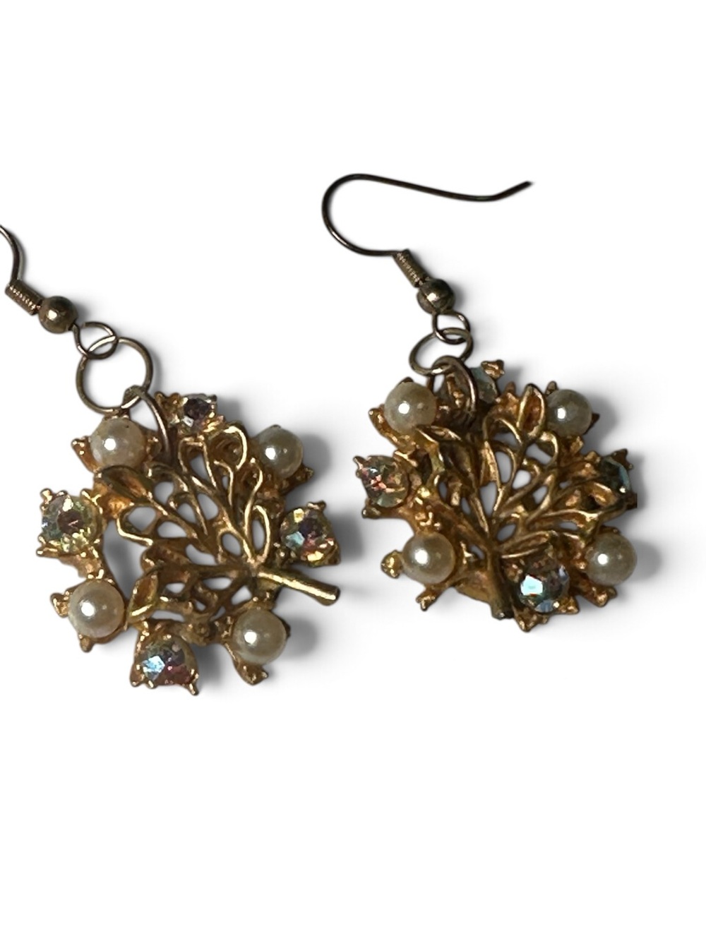 Vintage Signed HAR Pearl & Rhinestone Earrings Converted to Pierced
